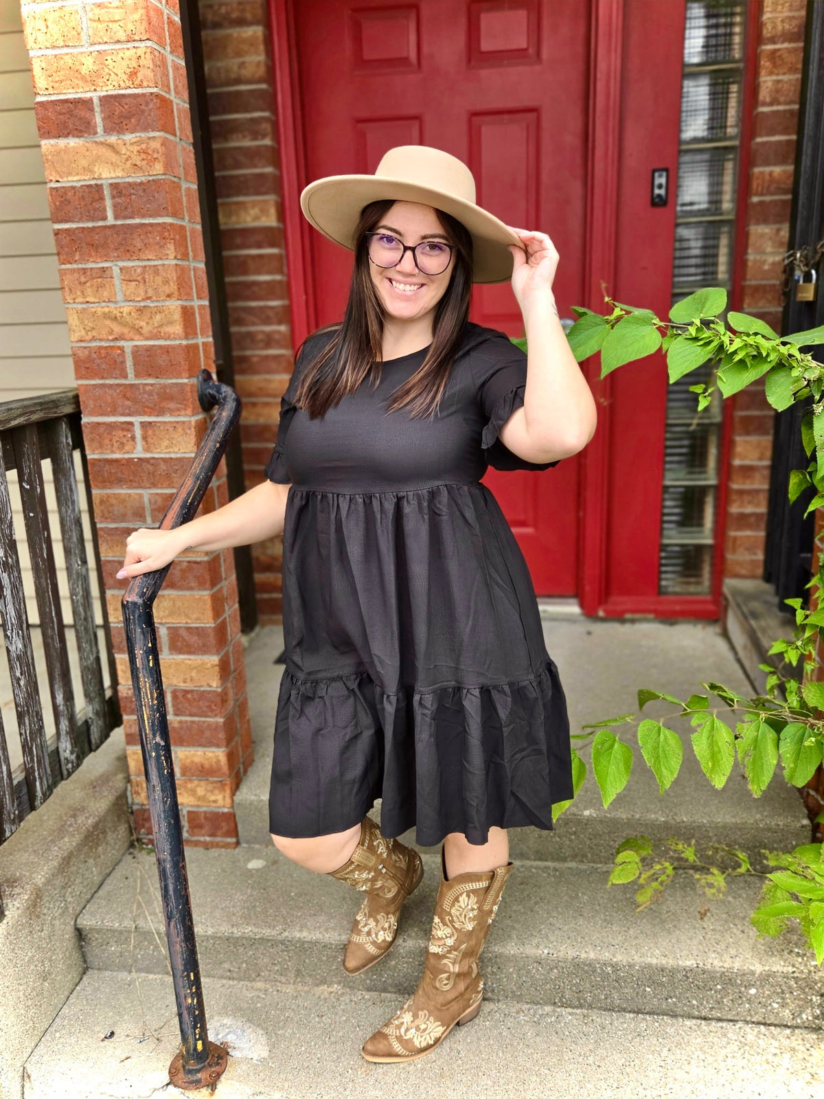 Round neck A-line dress