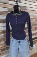 Fitted Long Sleeve Ribbed Henley