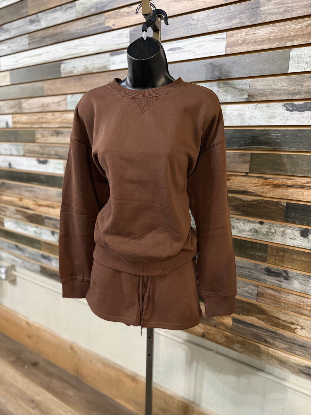 Fleece Long Sleeve Sweatshirt And Shorts Set