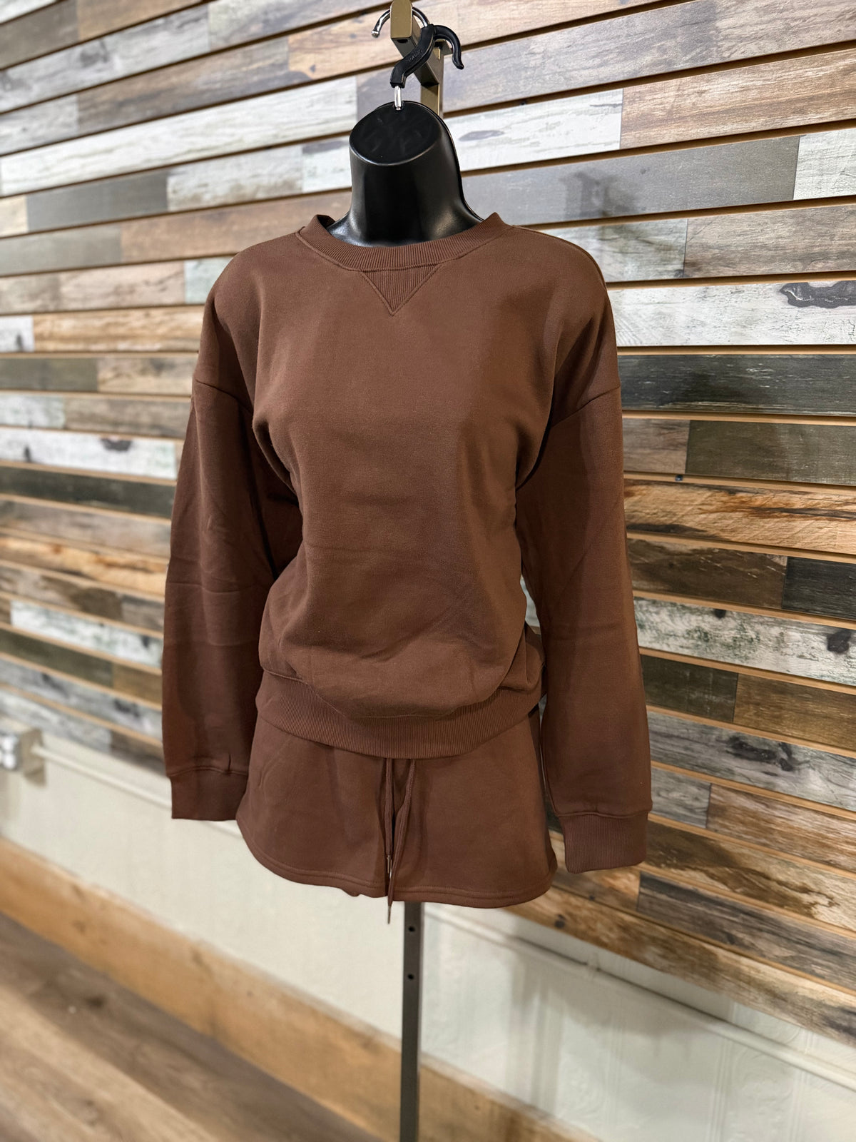 Fleece Long Sleeve sweatshirt and shorts set
