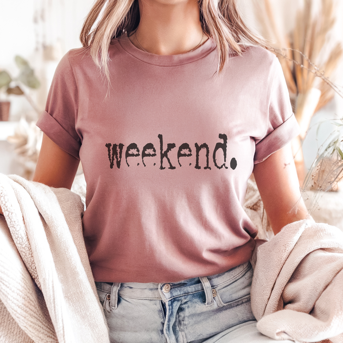 Weekend. Distressed Typography Funny Graphic T-Shirt
