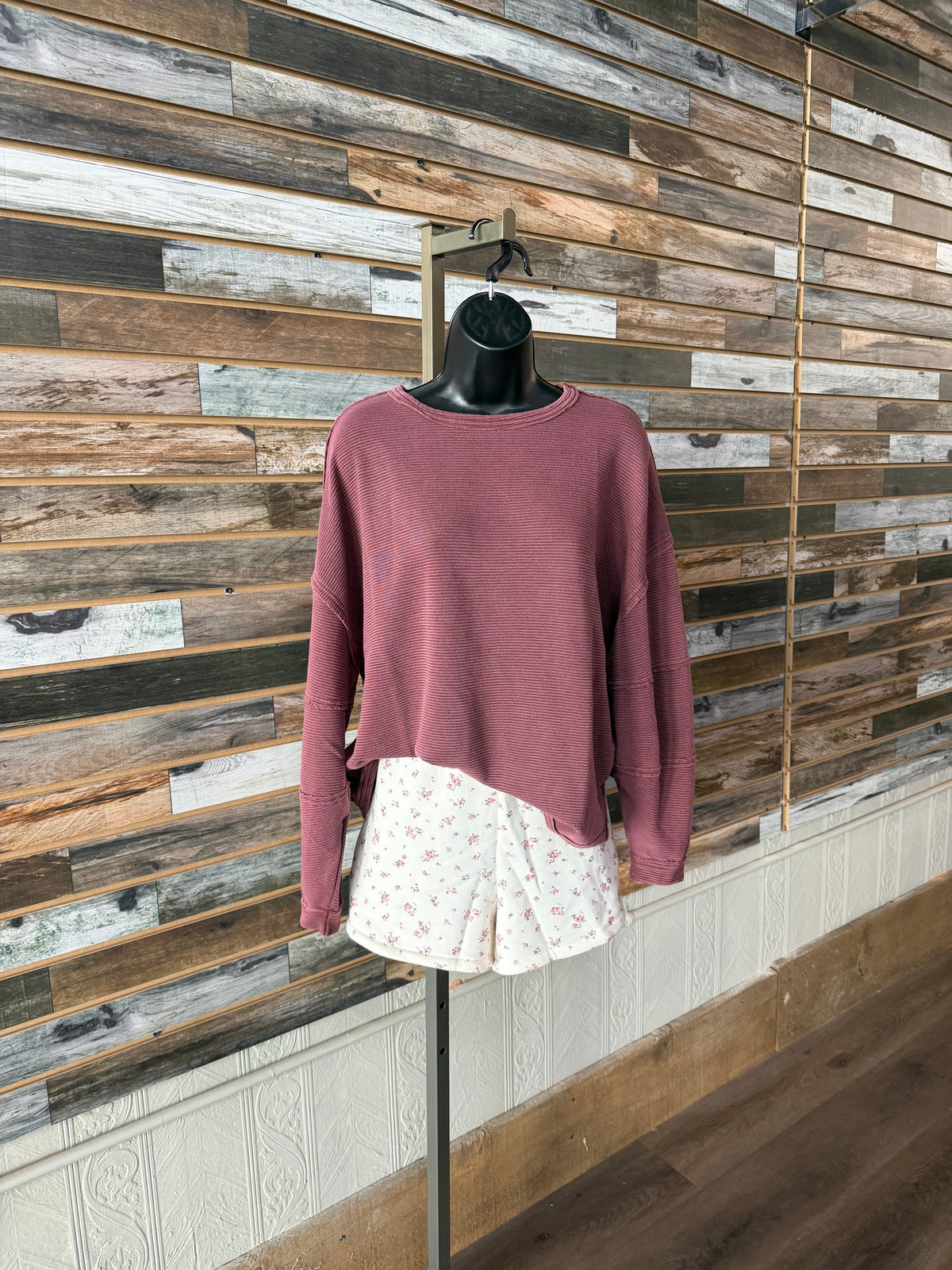 Long Sleeve Knit Top exposed seam