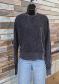 Washed Corded Side Slit Crew