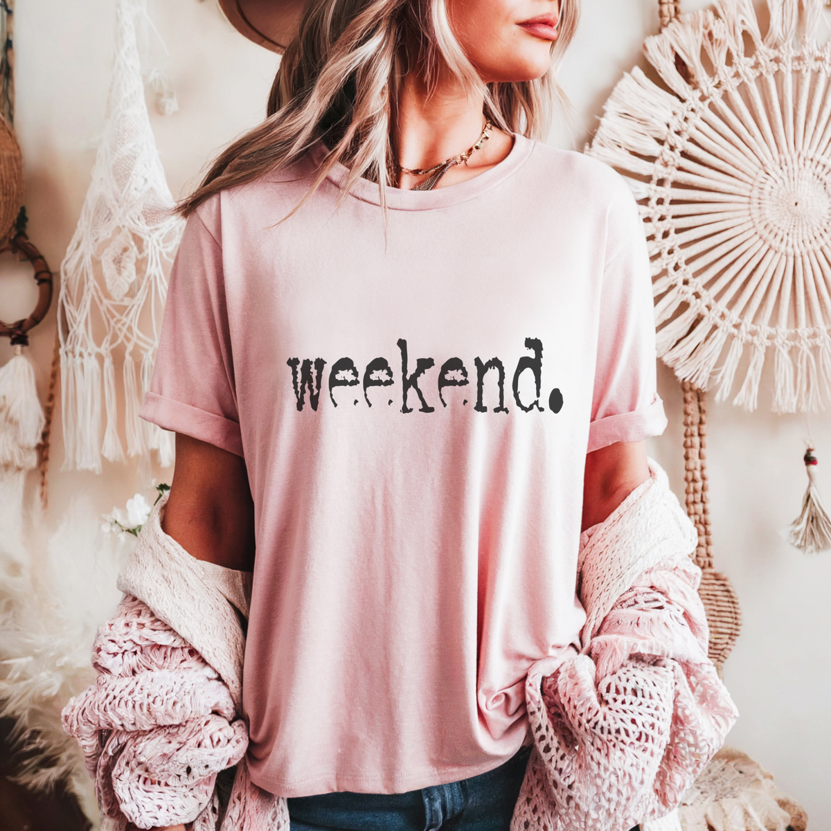 Weekend. Distressed Typography Funny Graphic T-Shirt