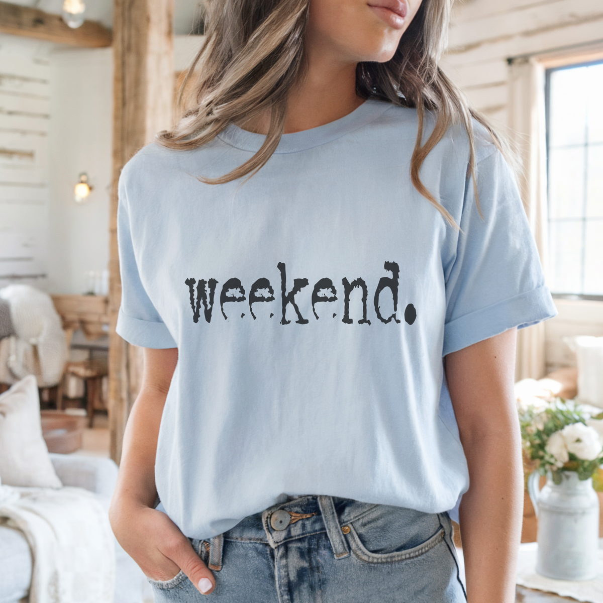 Weekend. Distressed Typography Funny Graphic T-Shirt