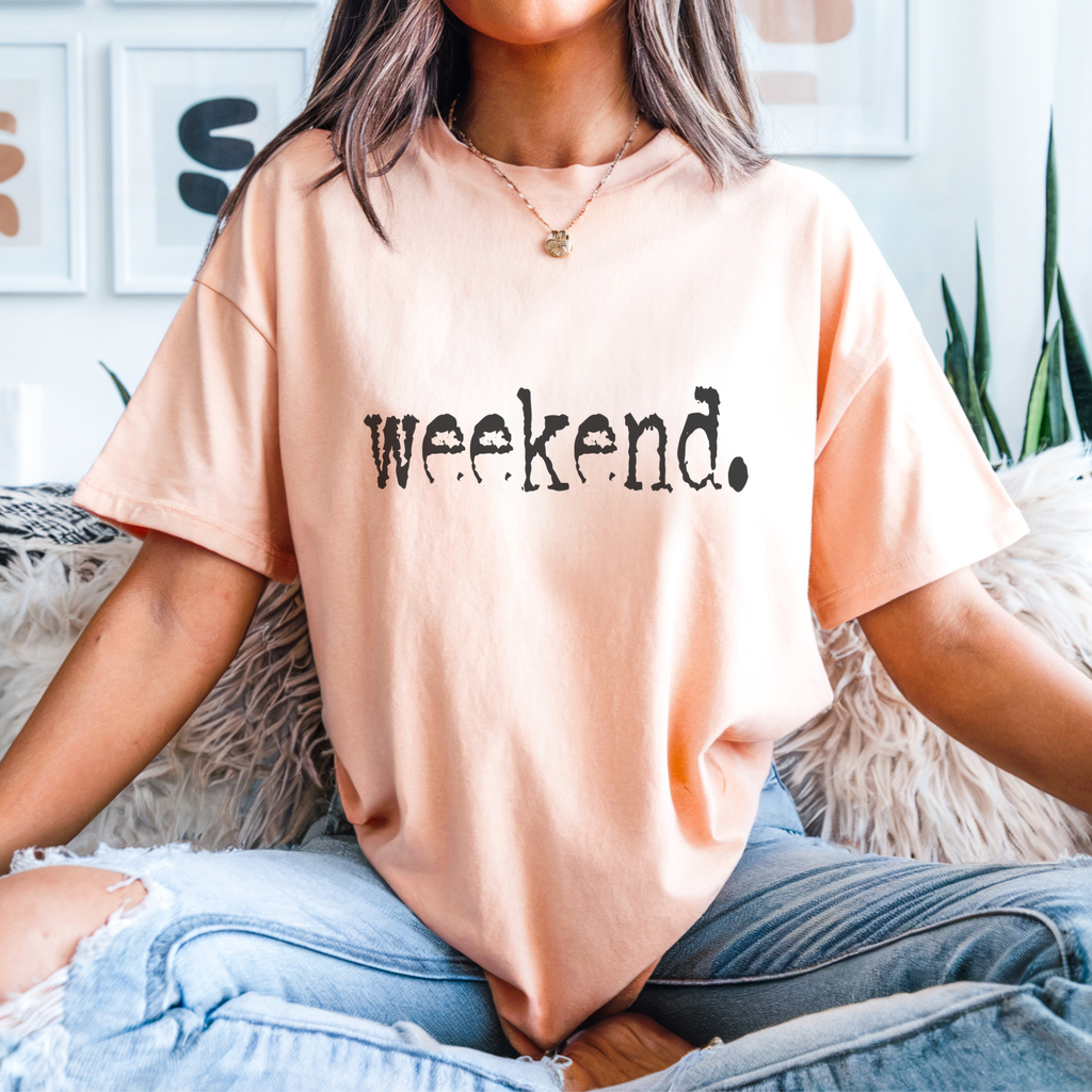 Weekend. Distressed Typography Funny Graphic T-Shirt
