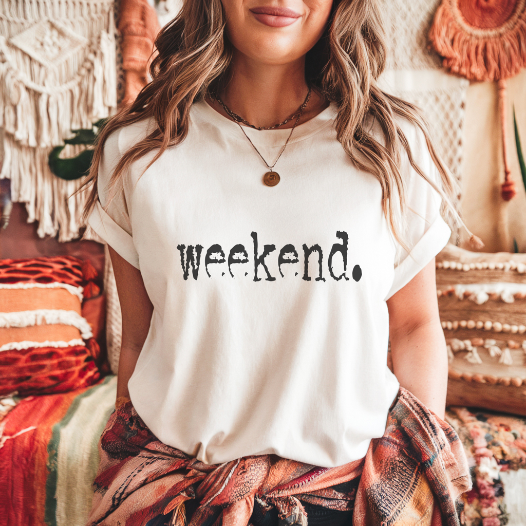 Weekend. Distressed Typography Funny Graphic T-Shirt