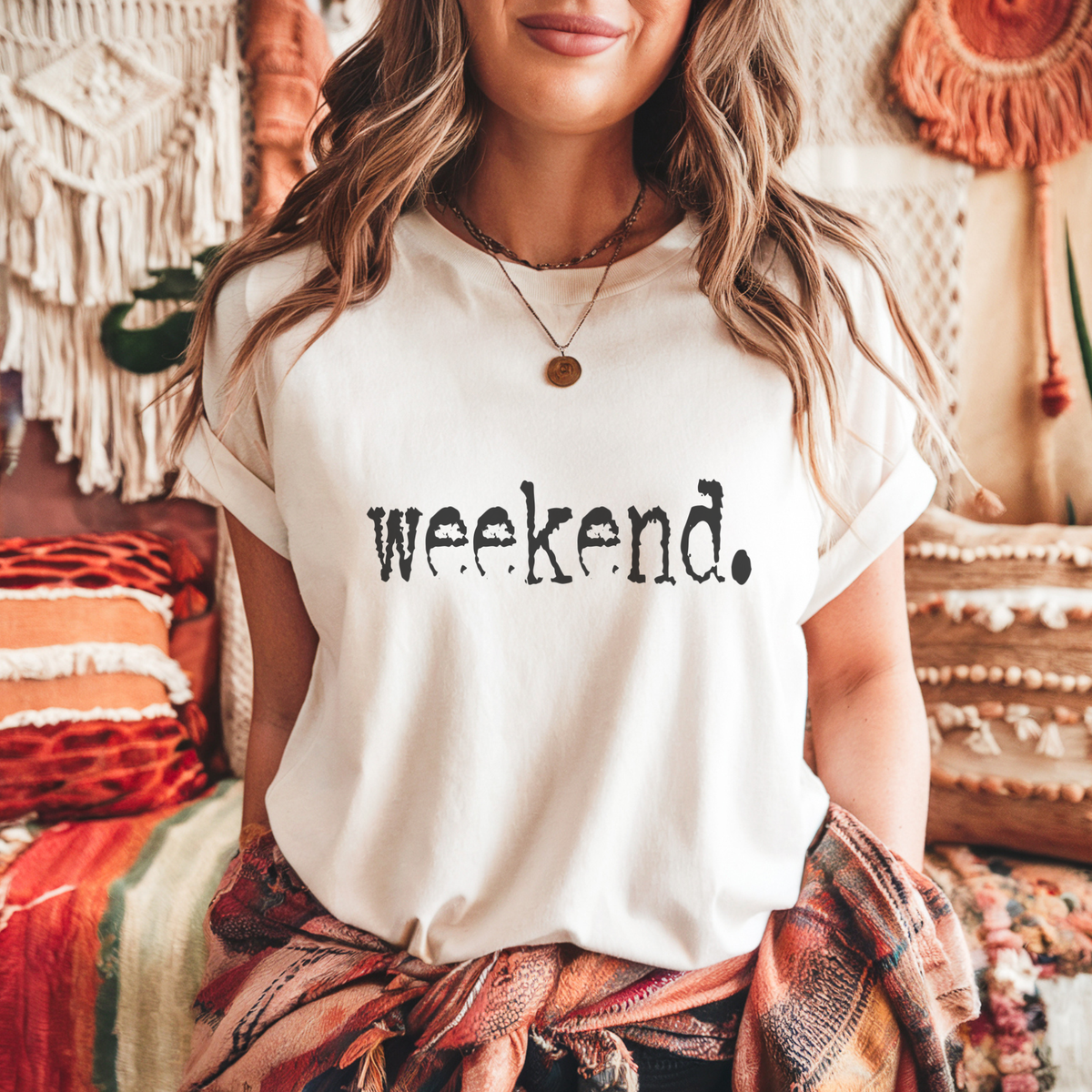 Weekend. Distressed Typography Funny Graphic T-Shirt