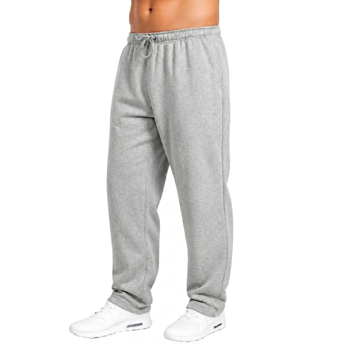 Men's Open-Bottom Fleece Sweatpants With Adjustable Hem