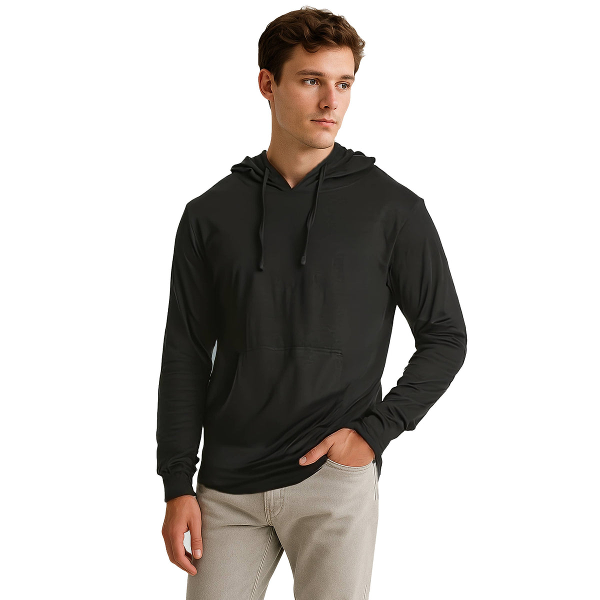 Men's Lightweight Casual Pullover Drawstring Hoodie W Pocket