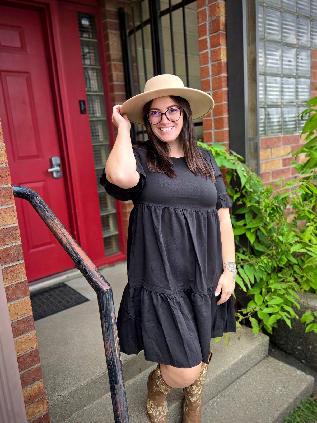Round neck A-line dress