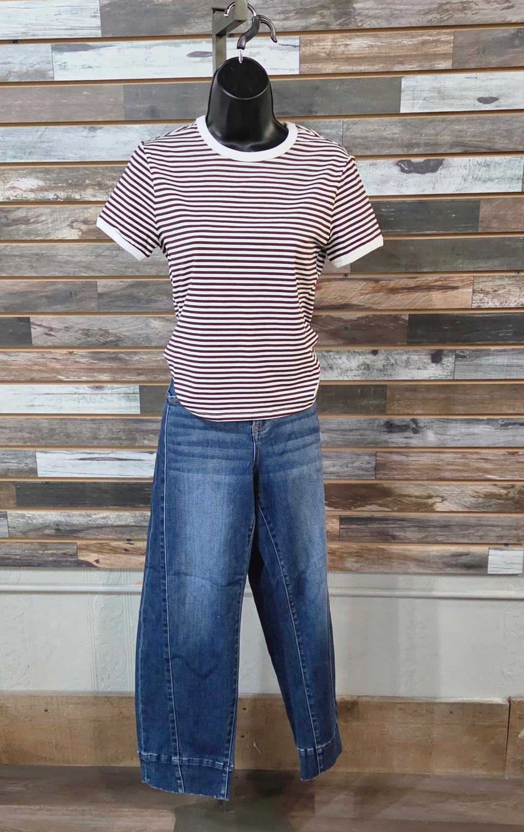 Striped Contrast Rib Banded Tee