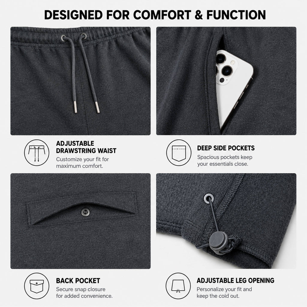 Men'S Open-Bottom Fleece Sweatpants With Adjustable Hem